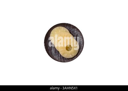 Tropical fruit pineapple in rings or slices tinned sweet yellow colour Stock Photo
