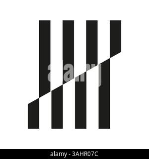Tally mark icon. Black counting symbol. Diagonal slash detail. Vector notation sign. Stock Vector
