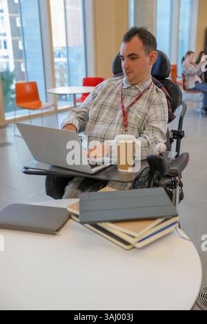 Students in wheelchair at university Stock Photo