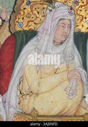 This painting by Basawan depicts Tumanba Khan, his wife, and their nine ...