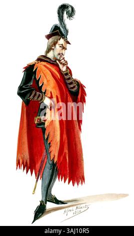 Rottouched Character This 1856-1858 retouched costume design by Alfred Albert depicts the ...