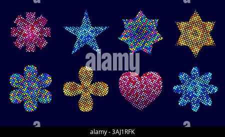 Collection of colorful halftone shapes Stock Vector