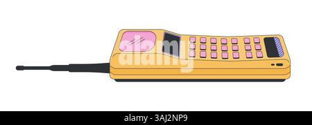 Retro brick mobile phone 2D cartoon object Stock Vector