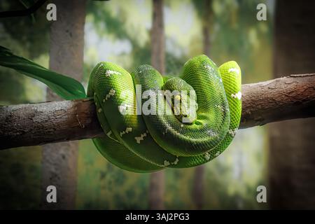 Emerald Tree Boa at the Cincinnati Zoo and Botanical Gardens Stock Photo