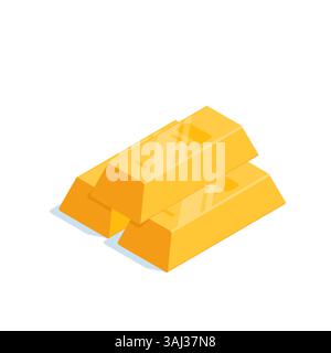 isometric gold bars, in color on a white background, banking financial system or capital Stock Vector
