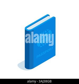 isometric passport, in color on a white background, personal documents for travel and legal residence Stock Vector