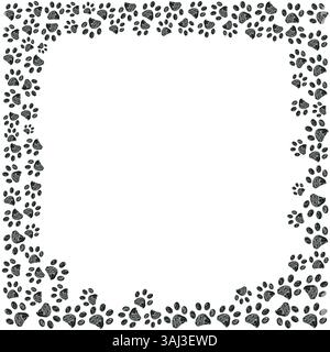 Black colored paw prints frame design Stock Vector