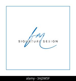 Simple Signature Logo for Alphabet FM - Handwritten Signature for Photography and Fashion Business Stock Vector