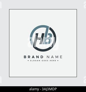 Creative Monogram for Initial Letter HB Logo - Minimal Vector Logo Template for alphabet H & B Stock Vector