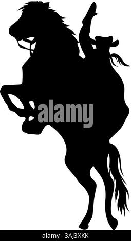 Western cowboy silhouette riding a horse. rodeo graphic illustration Stock Vector