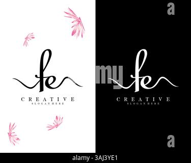 creative script letter FE, EF logo design vector Stock Vector