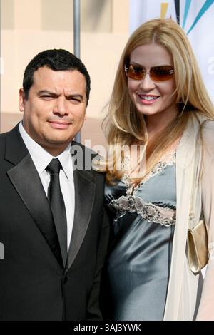 Carlos Mencia and his wife at the Los Angeles Premiere of I LOVE YOU ...