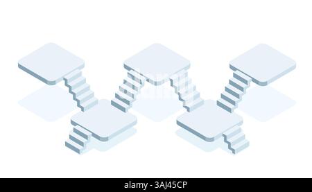 isometric platforms with steps, in color on a white background, design element Stock Vector