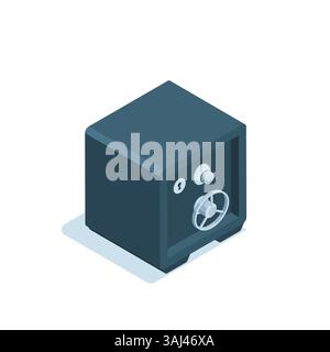 isometric safe, in color on a white background, secure storage of finances and jewelry or banking system and safety of money Stock Vector