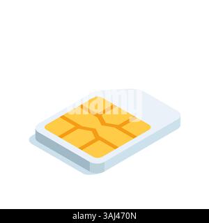 isometric sim card, in color on a white background, mobile operator or cellular connection Stock Vector
