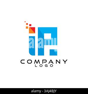 IP, PI letter tech, ict, it logo design vector Stock Vector