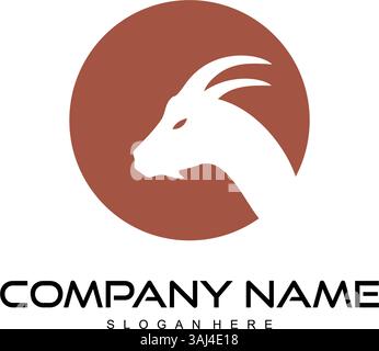 goat with round shape logo design vecor Stock Vector