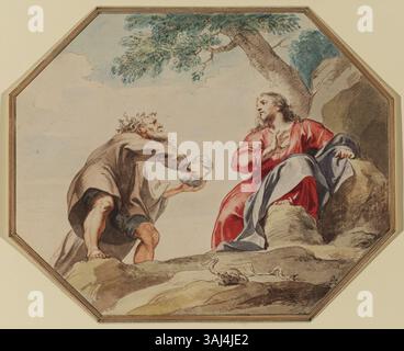 An artwork by Jacob de Wit depicting the Roman legend of Mutius ...