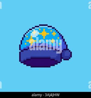 Pixel art Sleeping Cap game asset design Stock Vector