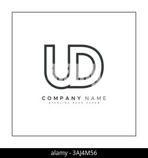 UD Vector Logo Template - Simple Icon for Initial Letter U and D Monogram Stock Vector