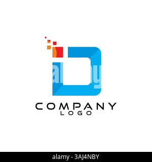 ID, DI letter tech, ict, it logo design vector Stock Vector