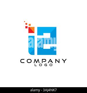 IZ, ZI, I2, 2I letter tech, ict, it logo design vector Stock Vector