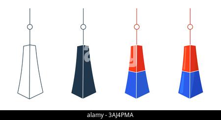 Cheongsachorong Korean lanterns set. Traditional red and blue lamps in flat linear style. Vector icons for festival and wedding, New Year or folk celebration. Cultural decoration and symbol of Korea. Stock Vector