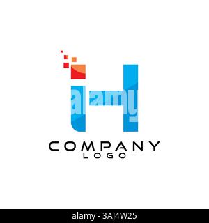 IH, HI letter tech, ict, it logo design vector Stock Vector