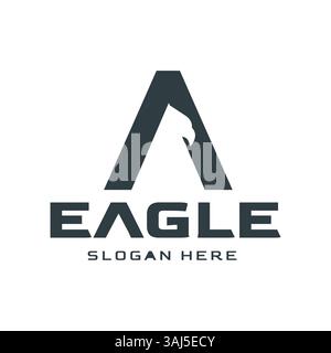 A modern minimalist logo combining the letter A and an eagle head, perfect for a strong and bold brand identity Stock Vector