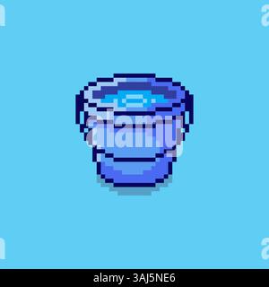 Pixel art Water Bucket game asset design Stock Vector