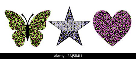 Leopard print graphic elements set Stock Vector