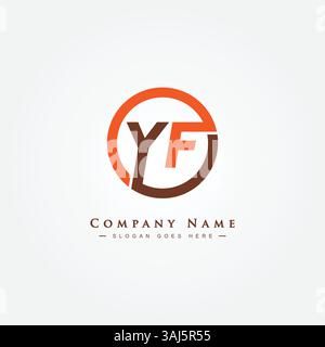 Creative Logo for Initials YF in Monogram Style - Vector Template for Initial Letter Y and F Stock Vector
