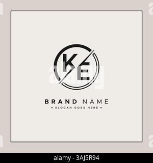 KE Minimal Vector Logo - Simple Business Logo for Monogram K and E Stock Vector