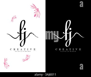 creative script letter FJ, JF logo design vector Stock Vector