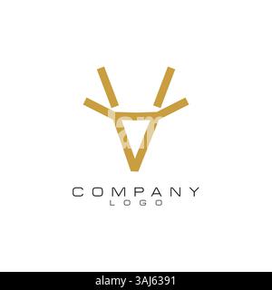 simple lines deer logo design vector Stock Vector