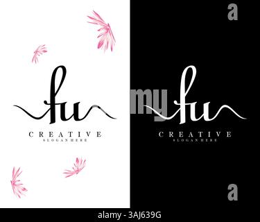 Creative colorful letter Uf u f logo with leading lines and road ...