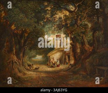 This 1830 landscape painting depicts a pastoral scene with cattle and a ...
