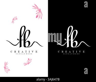 creative script letter FB, BF logo design vector Stock Vector