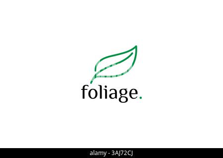 Minimalist Green Leaf Linear Logo Foliage Eco Friendliness, Sustainability, and Modern Nature Stock Vector