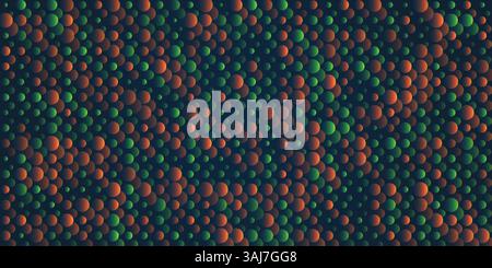 Abstract Digital Illustration Featuring a Pattern of Glowing Red and Green Multi Layered Bubbles of Random Sizes on a Dark Background. Perfect for Fut Stock Vector