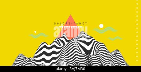 Landscape background. 3d surreal vector illustration for brochure, magazine, poster, presentation, flyer and banner. Stock Vector
