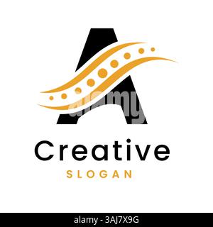 Unique Letter A Design with Abstract Spine Icon Minimalist Vector Logo for Health, Chiropractic and Fitness Branding Stock Vector