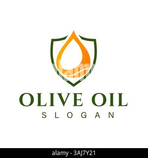 Symbolic Design of Oil Drop Shield Logo for Energy and Security Brand for Oil Company Logo Stock Vector