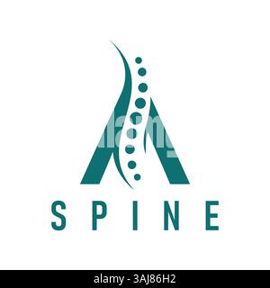 Simple Letter A Design with Spine Icon Symbol Minimalist Vector Illustration for Healthcare or Chiropractic Clinic Logo Stock Vector