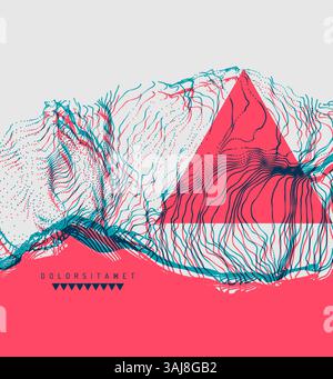 Wave with connected dots. 3D grid surface in technology style. Abstract background. Vector illustration with particle. Stock Vector