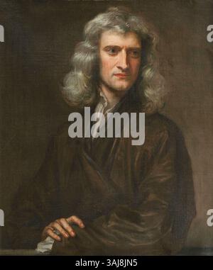 「NEWTON PORTRAITS」 Young Sir Isaac Newton, 1689 Mezzotint Print. Art Prints