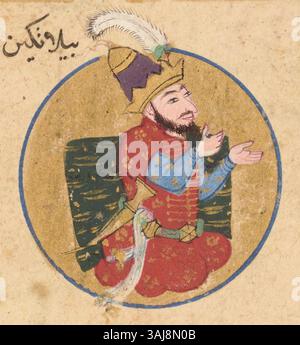 This 1598 portrait from the Zübdet-üt Tevarih genealogy depicts `Abbsid ...