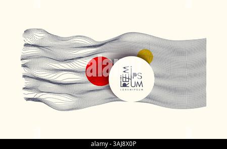 Wave with connected dots. 3D grid surface in technology style. Abstract background. Vector illustration with particle. Stock Vector