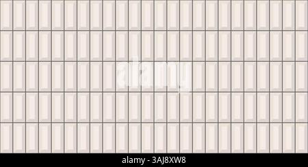 Ceramic vertical tile pattern. Subway, metro brick vector seamless background. White scandinavian bathroom, kitchen floor, wall volumetric gray grid. Stock Vector