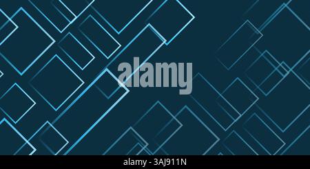 Simple Overlapping Rectangular Frames of Various Sizes, Colored in Shades of Blue - Geometric Shapes Pattern, Gradient Texture on Wide Scale Backgroun Stock Vector